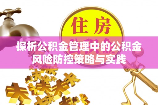 腾冲探析公积金管理中的公积金风险防控策略与实践